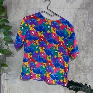 Vintage Multicolored Pattern Blouse (S/M)